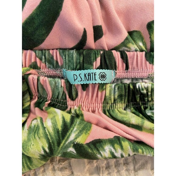 P.S. Kate Pink w/ Tropical Flowers Womens Sleep Shorts Size? Small Elastic Waist - Picture 5 of 7